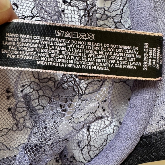 Victoria's Secret Very Sexy Bra Purple Black Lace Sheer High Neck Underwire 34B - Picture 9 of 12